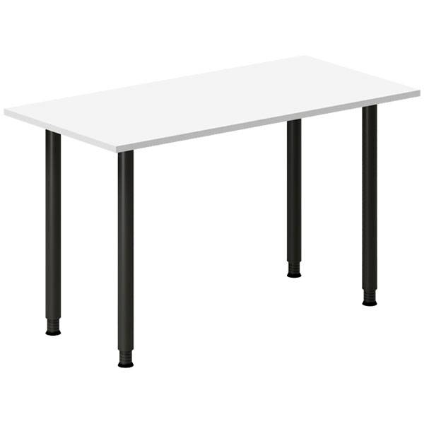 Office skrivebord 120x60cm hvid laminat med sort stel