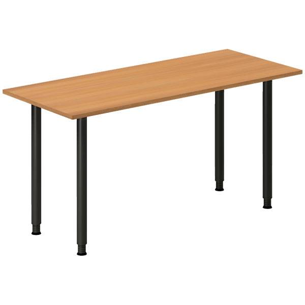 Office skrivebord 140x60cm bøg laminat med sort stel
