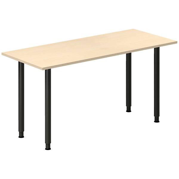 Office skrivebord 140x60cm birk laminat med sort stel