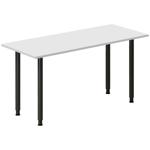 Office skrivebord 140x60cm lys gr&aring; laminat med sort stel