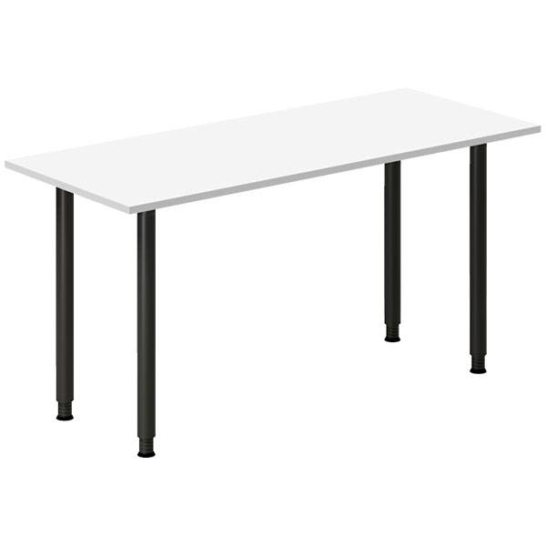 Office skrivebord 140x60cm hvid laminat med sort stel