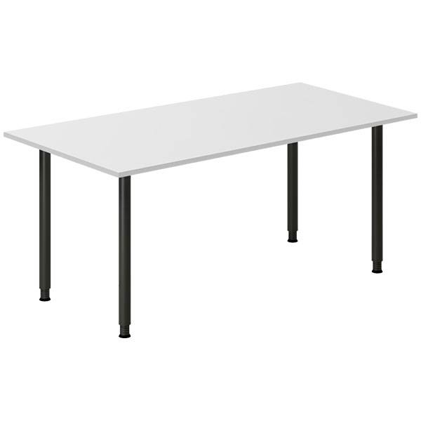 Office skrivebord 160x80cm lys gr&aring; laminat med sort stel