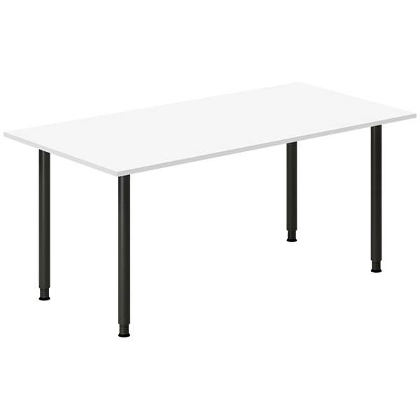 Office skrivebord 160x80cm hvid laminat med sort stel