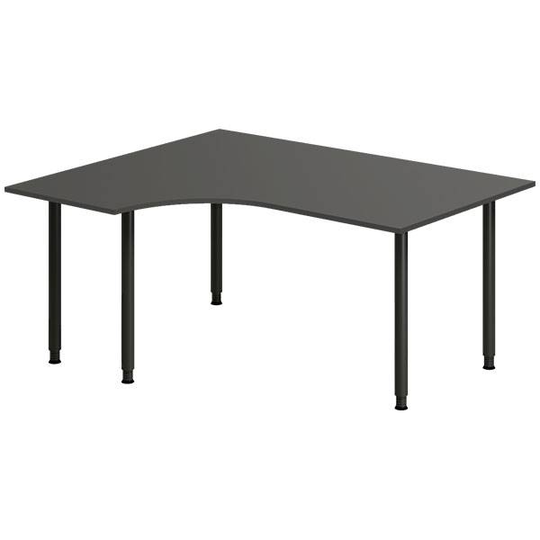 Office skrivebord venstrevendt 160x120cm antracit med sort stel
