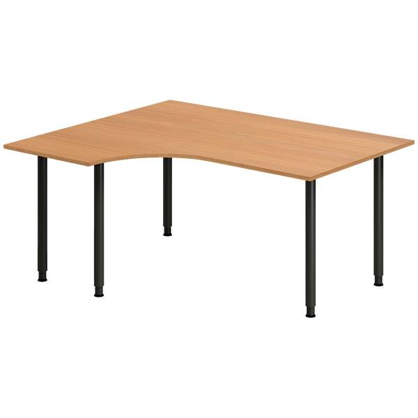 Office skrivebord venstrevendt 160x120cm bøg med sort stel