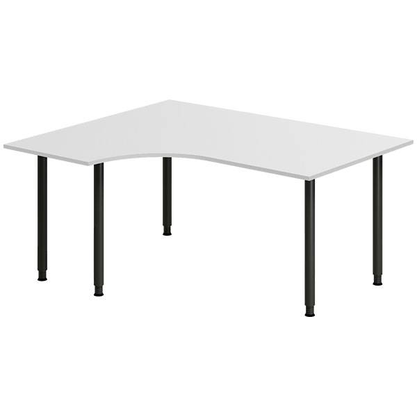 Office skrivebord venstrevendt 160x120cm lys grå med sort stel