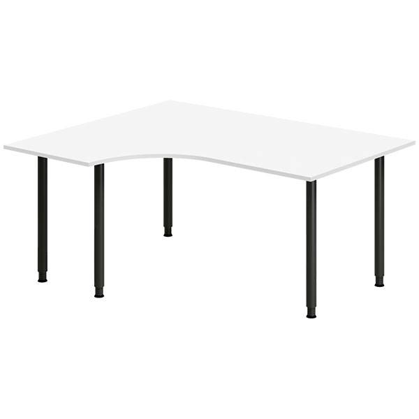 Office skrivebord venstrevendt 160x120cm hvid med sort stel