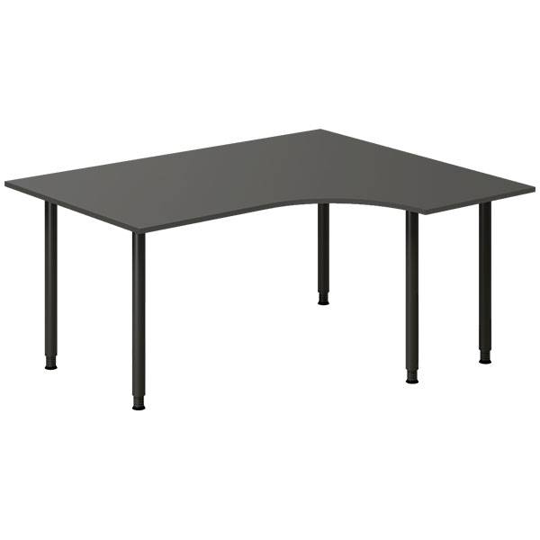 Office skrivebord h&oslash;jrevendt 160x120cm antracit med sort stel