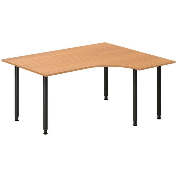 Office skrivebord højrevendt 160x120cm bøg med sort stel