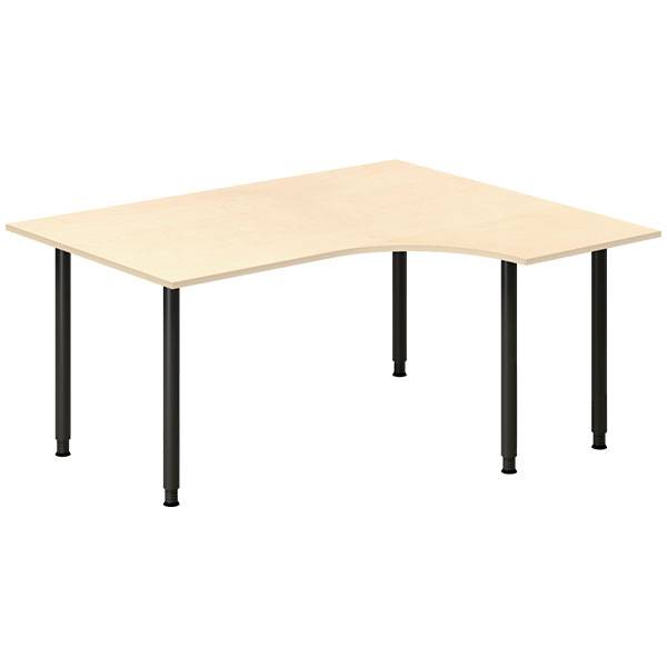 Office skrivebord højrevendt 160x120cm birk med sort stel