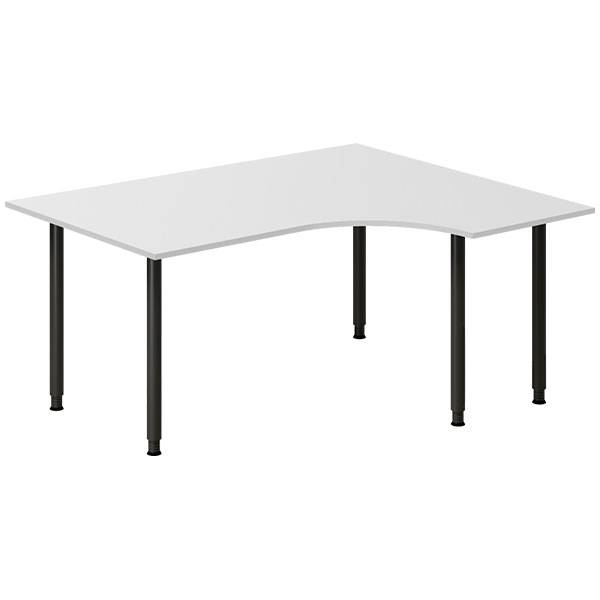 Office skrivebord højrevendt 160x120cm lys grå med sort stel