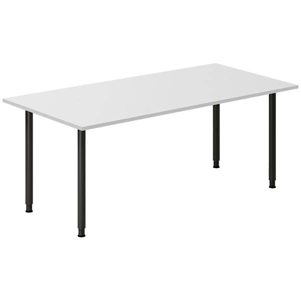 Office skrivebord 180x80cm lys gr&aring; laminat med sort stel