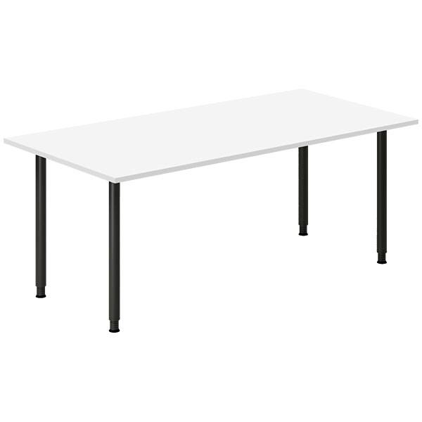 Office skrivebord 180x80cm hvid laminat med sort stel