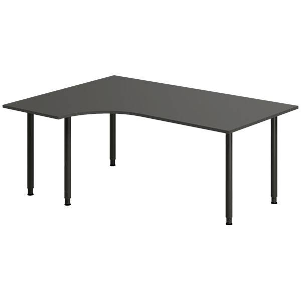 Office skrivebord venstrevendt 180x120cm antracit med sort stel