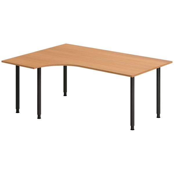 Office skrivebord venstrevendt 180x120cm bøg med sort stel