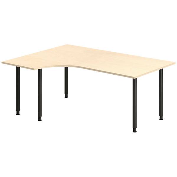 Office skrivebord venstrevendt 180x120cm birk med sort stel
