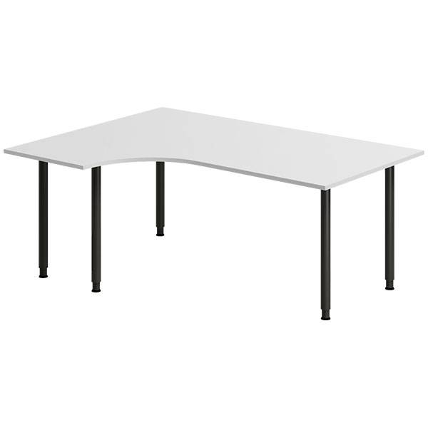 Office skrivebord venstrevendt 180x120cm lys gr&aring; med sort stel