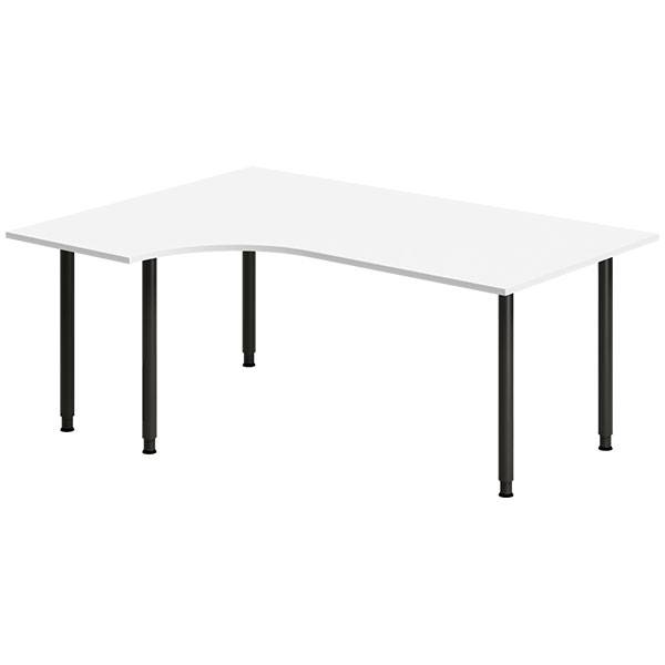 Office skrivebord venstrevendt 180x120cm hvid med sort stel