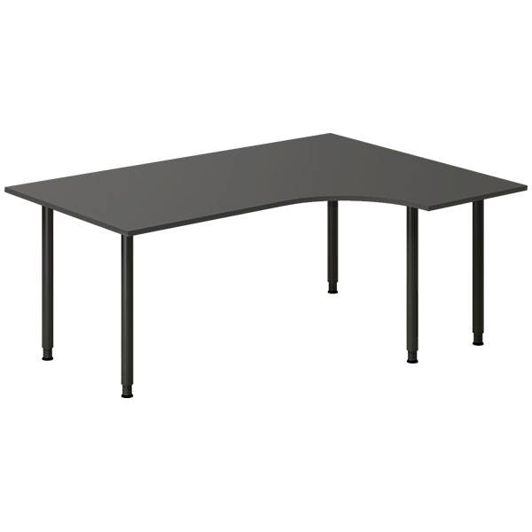 Office skrivebord højrevendt 180x120cm antracit med sort stel