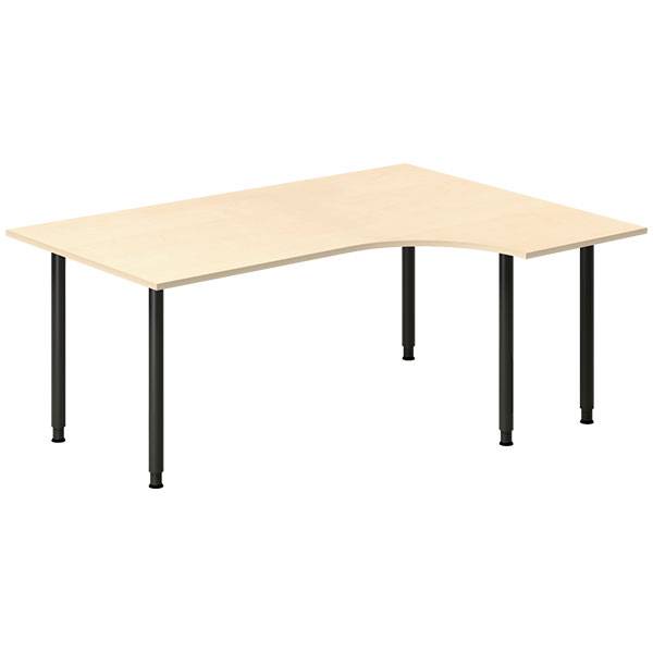 Office skrivebord højrevendt 180x120cm birk med sort stel