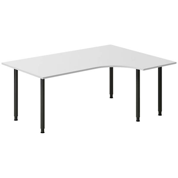 Office skrivebord højrevendt 180x120cm lys grå med sort stel