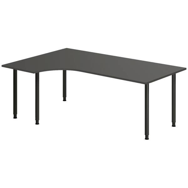 Office skrivebord venstrevendt 200x120cm antracit med sort stel