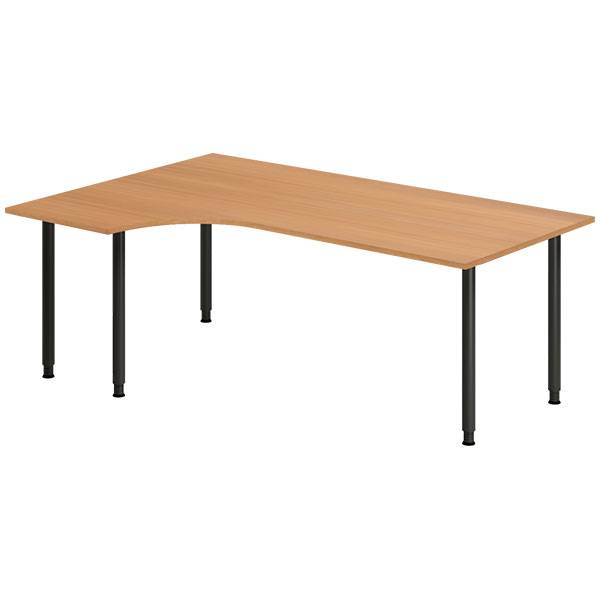 Office skrivebord venstrevendt 200x120cm bøg med sort stel