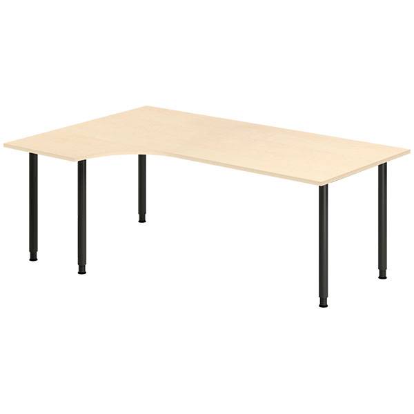 Office skrivebord venstrevendt 200x120cm birk med sort stel