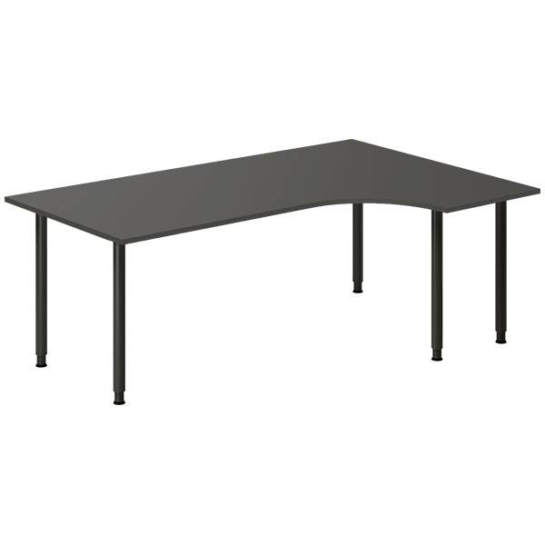 Office skrivebord h&oslash;jrevendt 200x120cm antracit med sort stel