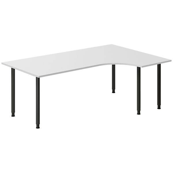 Office skrivebord h&oslash;jrevendt 200x120cm lys gr&aring; med sort stel