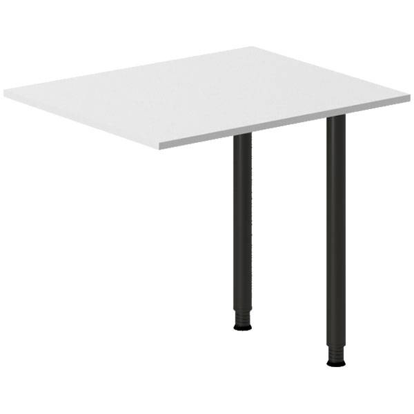 Office skrivebord tilbygning 80x60cm i lys gr&aring; med sort stel