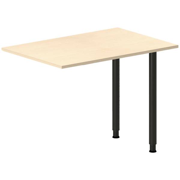 Office skrivebord tilbygning 100x60cm i birk med sort stel