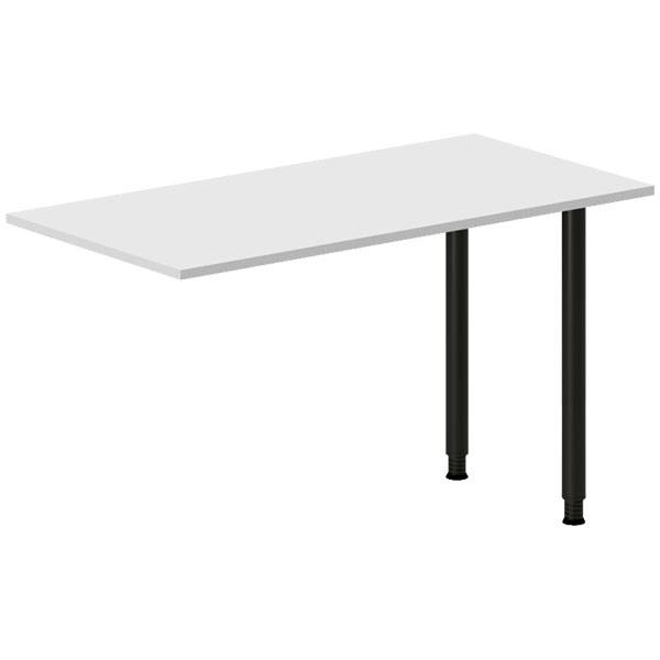 Office skrivebord tilbygning 120x60cm i lys gr&aring; med sort stel