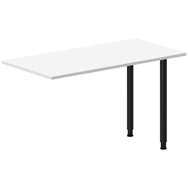Office skrivebord tilbygning 120x60cm i hvid med sort stel