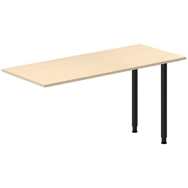 Office skrivebord tilbygning 140x60cm i birk med sort stel