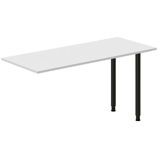 Office skrivebord tilbygning 140x60cm i lys gr&aring; med sort stel