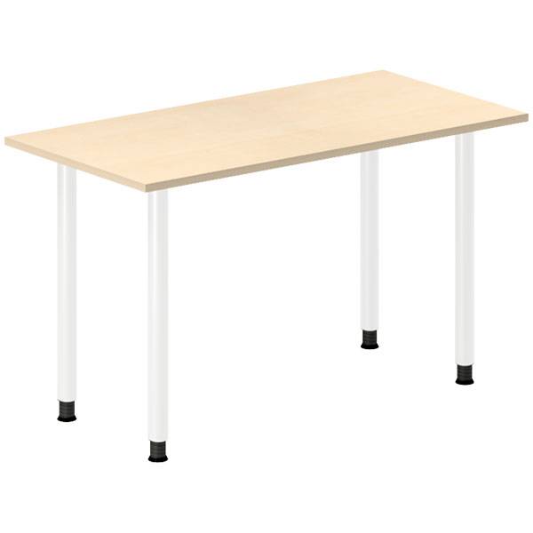 Office skrivebord 120x60cm birk laminat med hvidt stel