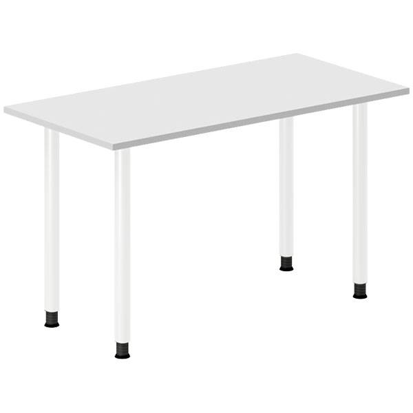 Office skrivebord 120x60cm lys grå laminat med hvidt stel