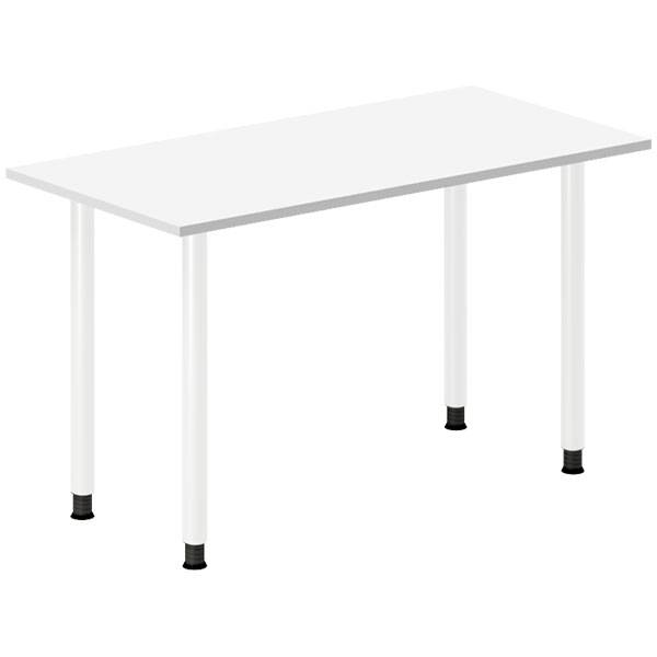 Office skrivebord 120x60cm hvid laminat med hvidt stel