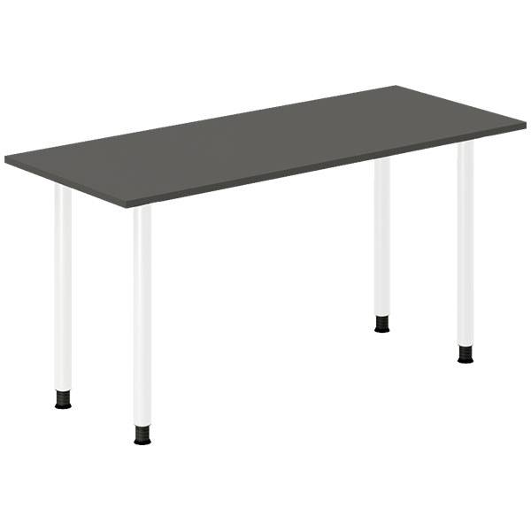 Office skrivebord 140x60cm antracit laminat med hvidt stel