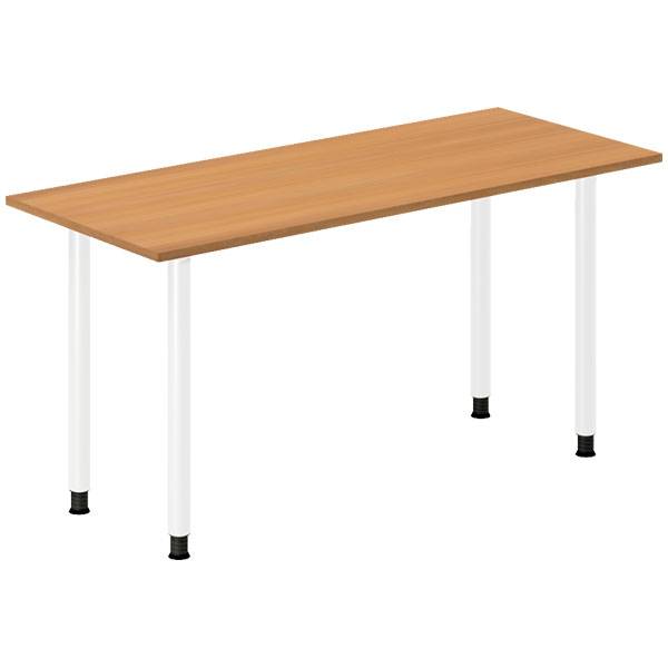 Office skrivebord 140x60cm bøg laminat med hvidt stel