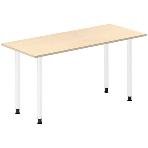 Office skrivebord 140x60cm birk laminat med hvidt stel