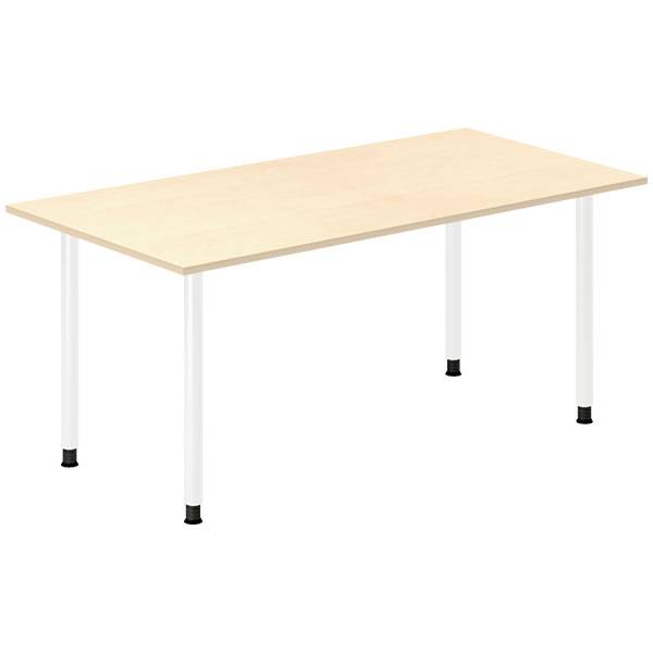 Office skrivebord 160x80cm birk laminat med hvidt stel