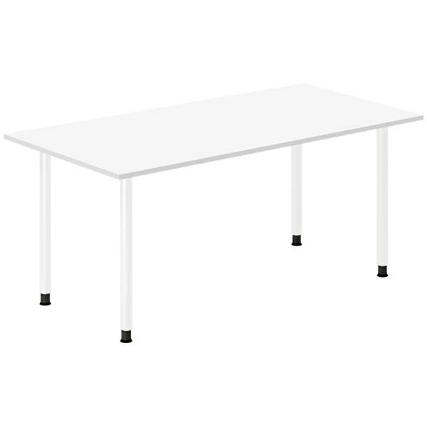 Office skrivebord 160x80cm hvid laminat med hvidt stel