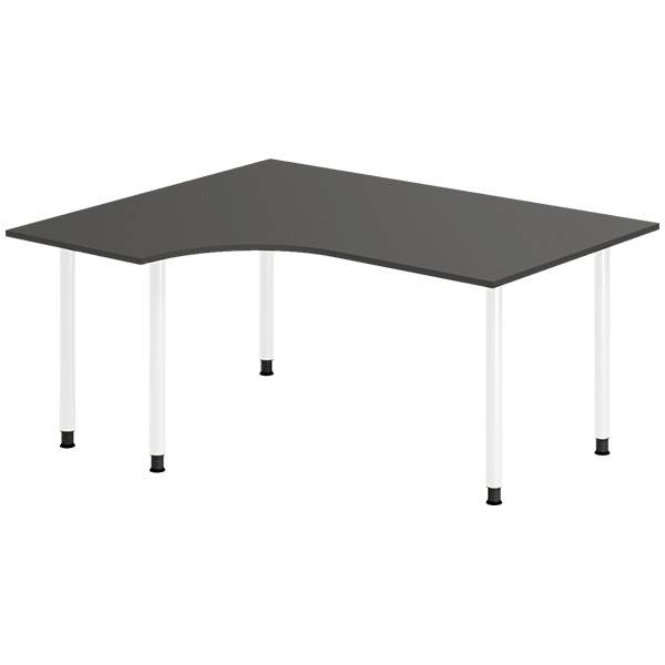 Office skrivebord venstrevendt 160x120cm antracit med hvidt stel