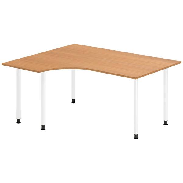 Office skrivebord venstrevendt 160x120cm bøg med hvidt stel