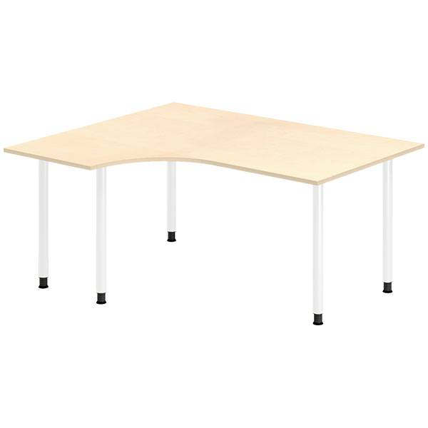 Office skrivebord venstrevendt 160x120cm birk med hvidt stel