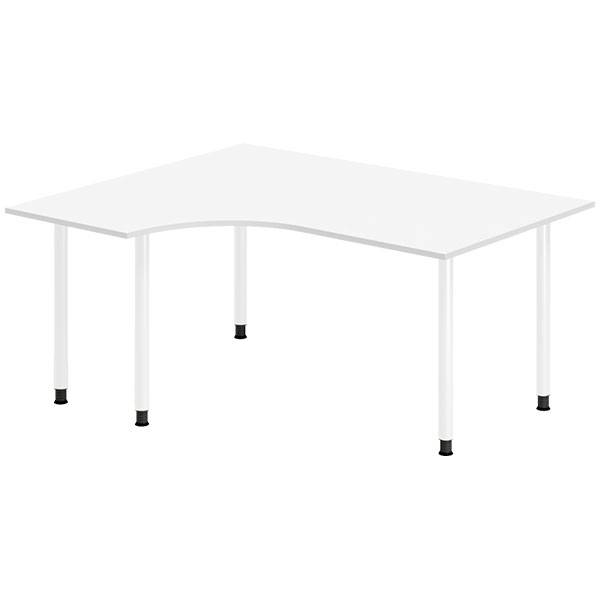 Office skrivebord venstrevendt 160x120cm hvid med hvidt stel