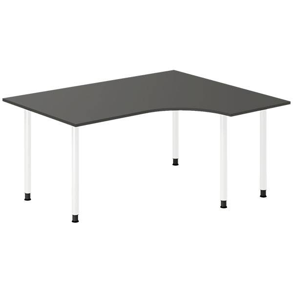 Office skrivebord højrevendt 160x120cm antracit med hvidt stel