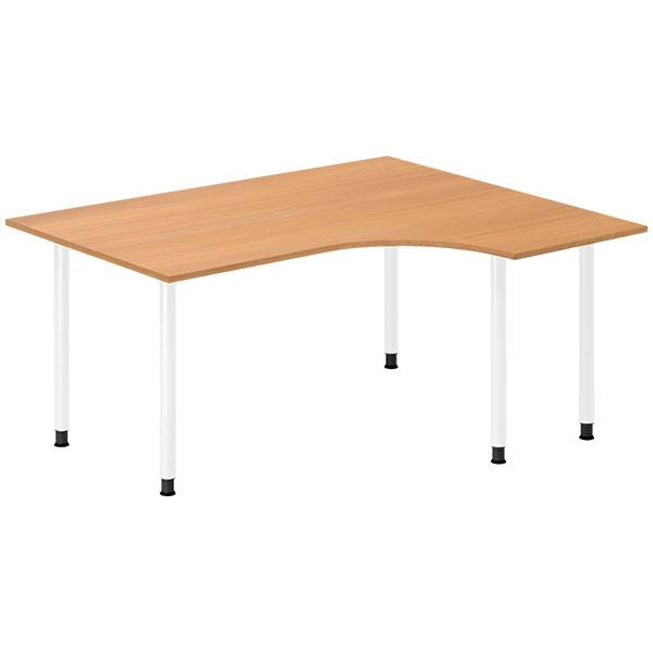 Office skrivebord højrevendt 160x120cm bøg med hvidt stel